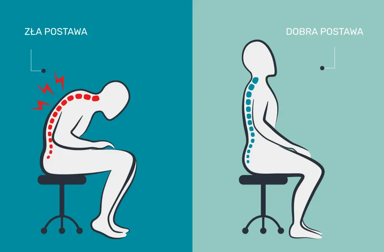 osoba z bólem pleców przy komputerze