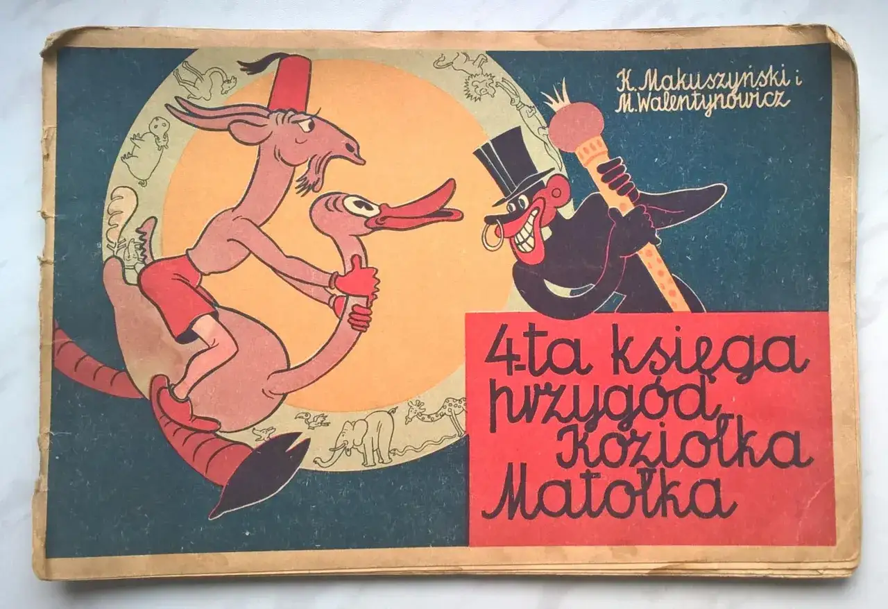Okładka 4. księgi przygód Koziołka Matołka. Wiersz o przygodach Koziołka Matołka.