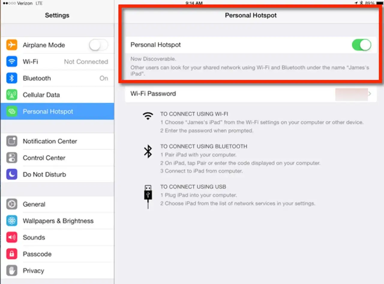 Einstellungen: Personal Hotspot aktivieren, um handy mit tablet zu verbinden. So teilst du deine Internetverbindung.