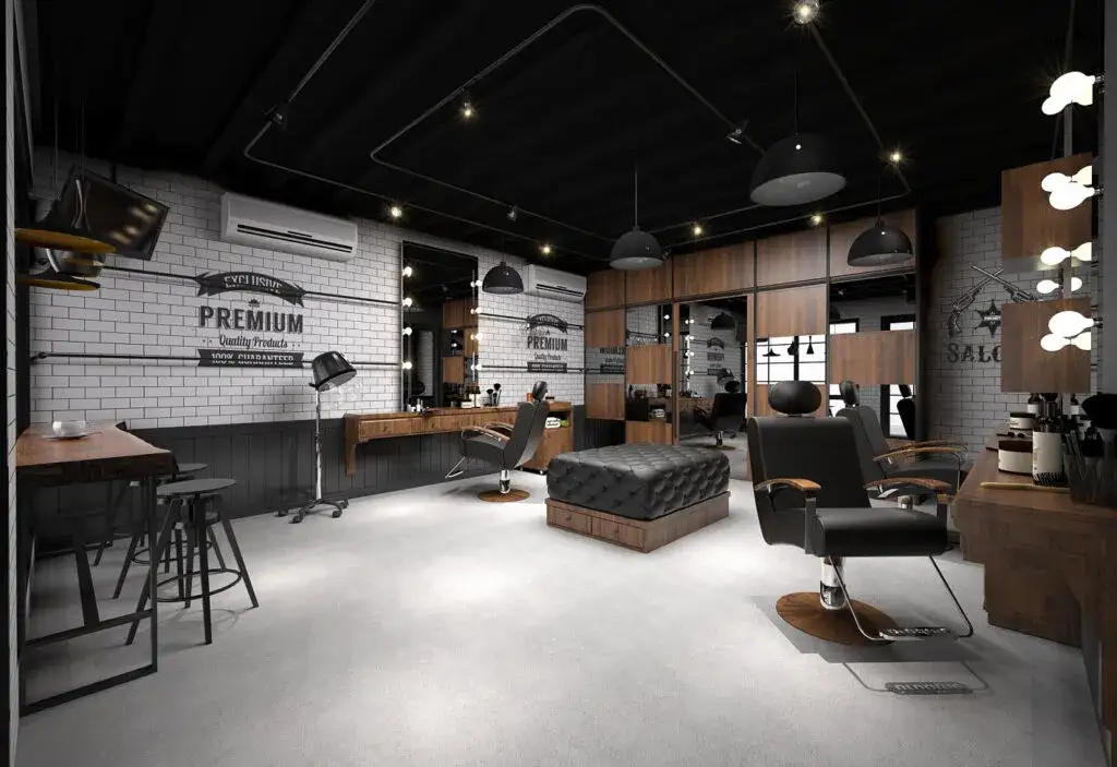 Luksusowy salon barberski wnętrze
