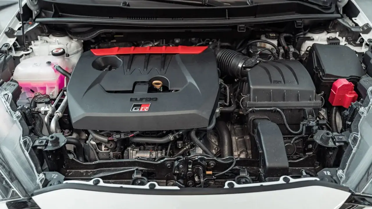 Il motore della Yaris GR, pronto a scatenare i suoi cavalli.