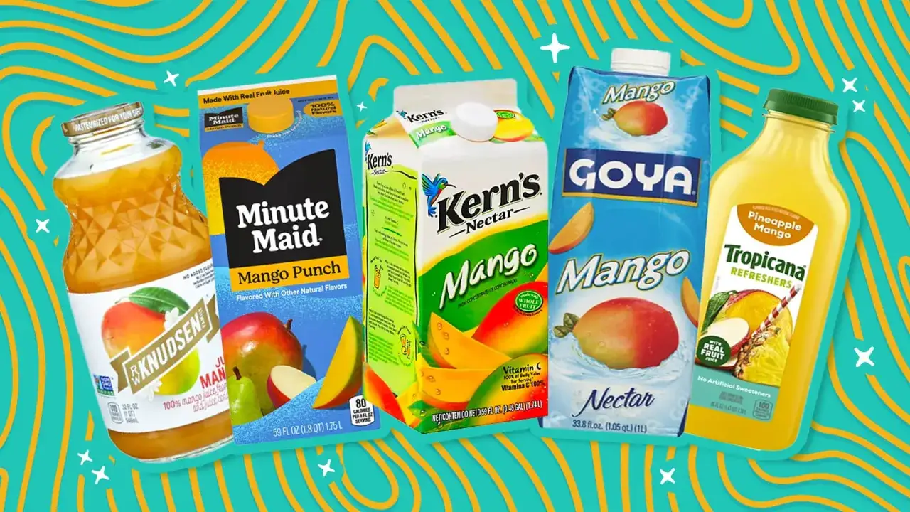 Różne napoje z mango: czy mango jest zdrowe? Knudsen, Minute Maid, Kern's, Goya, Tropicana.