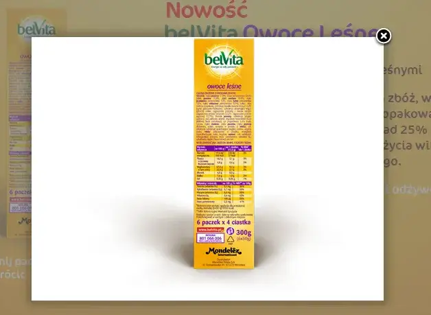 etykieta ciastek belvita skład