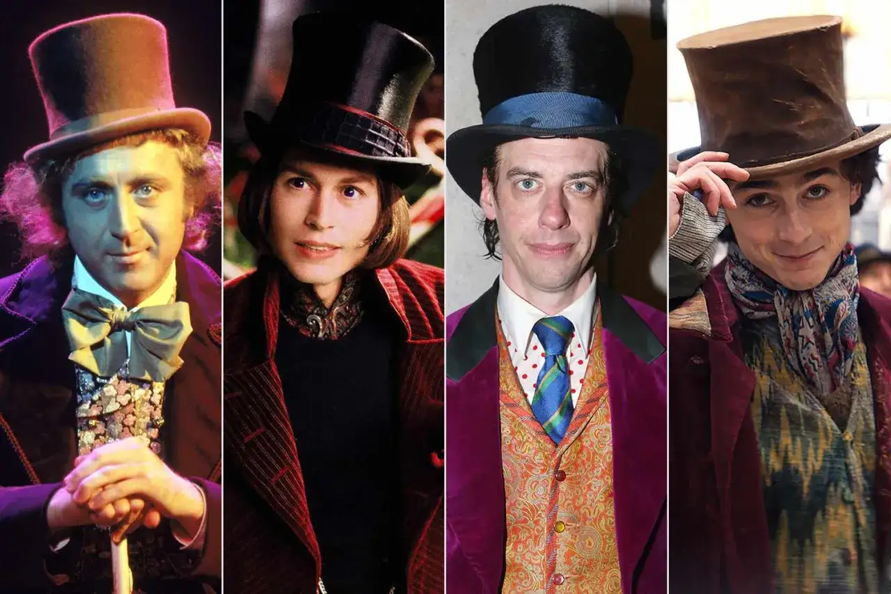 Czterech aktorów wcielających się w Willy'ego Wonkę: Gene Wilder, Johnny Depp, Paul King i Timothée Chalamet. Wonka od ilu lat?