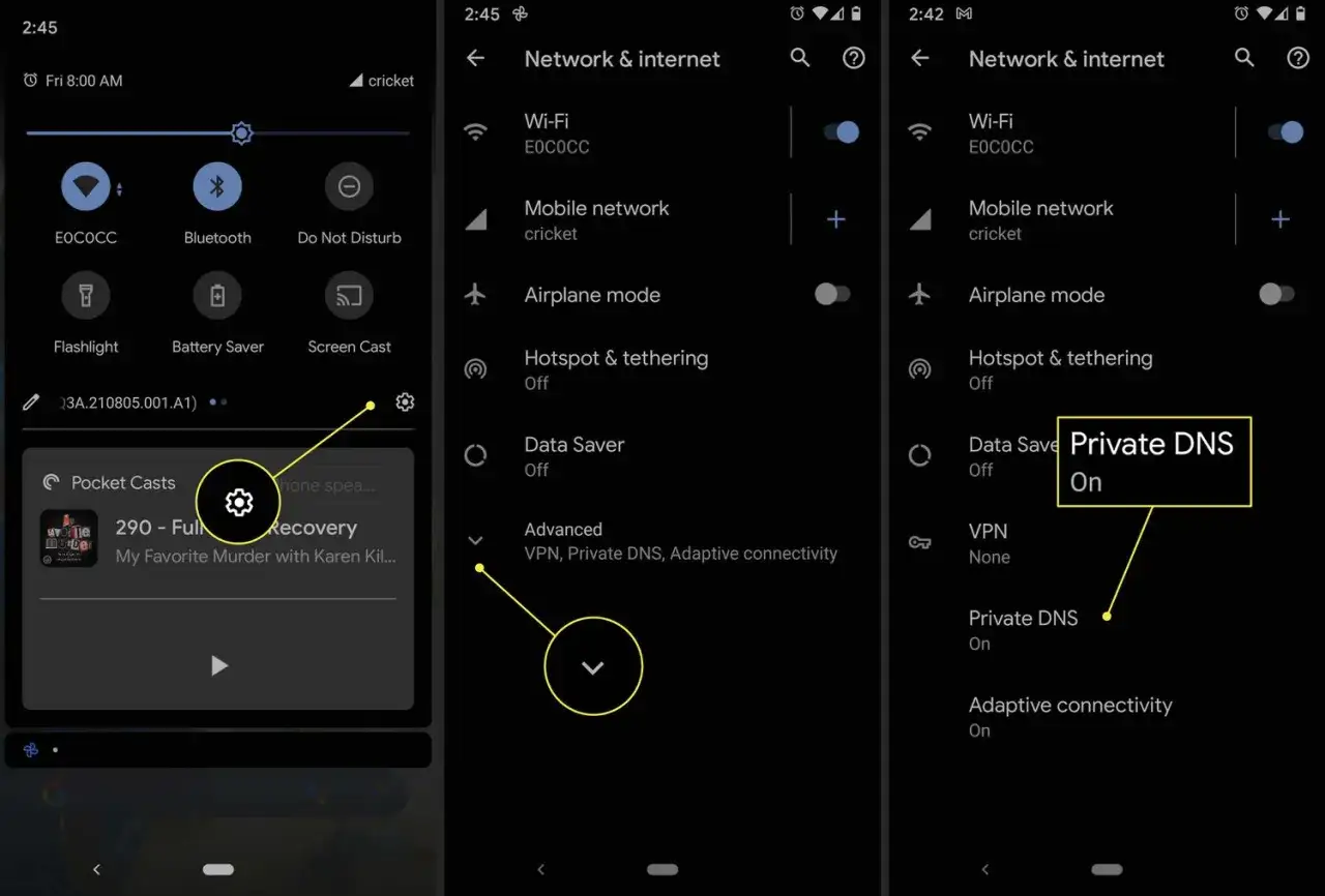 Param&egrave;tres Android : acc&egrave;s &agrave; 