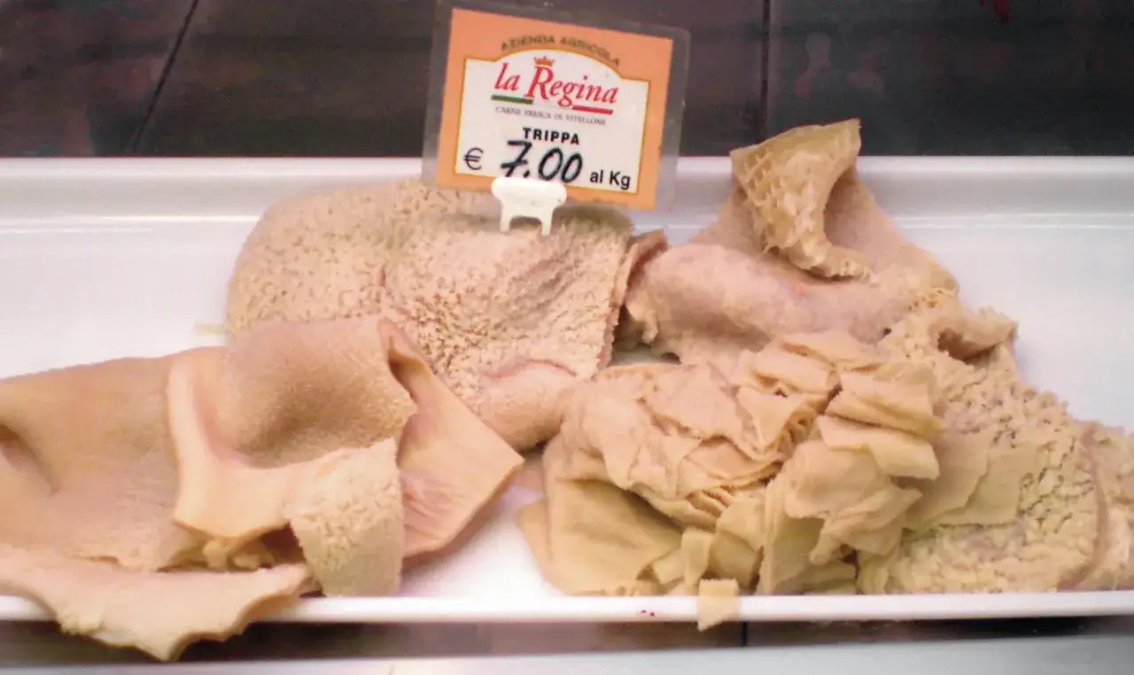 Trippa fresca di vitellone, un ingrediente versatile. Cosa contiene? Molteplici strati di stomaco bovino, pronti per gustose ricette.