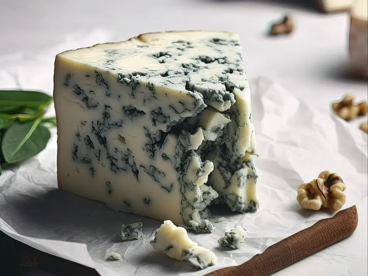 Kawałek sera gorgonzola, co to za przysmak? Kremowy, z niebieskimi żyłkami, idealny z orzechami i winem.