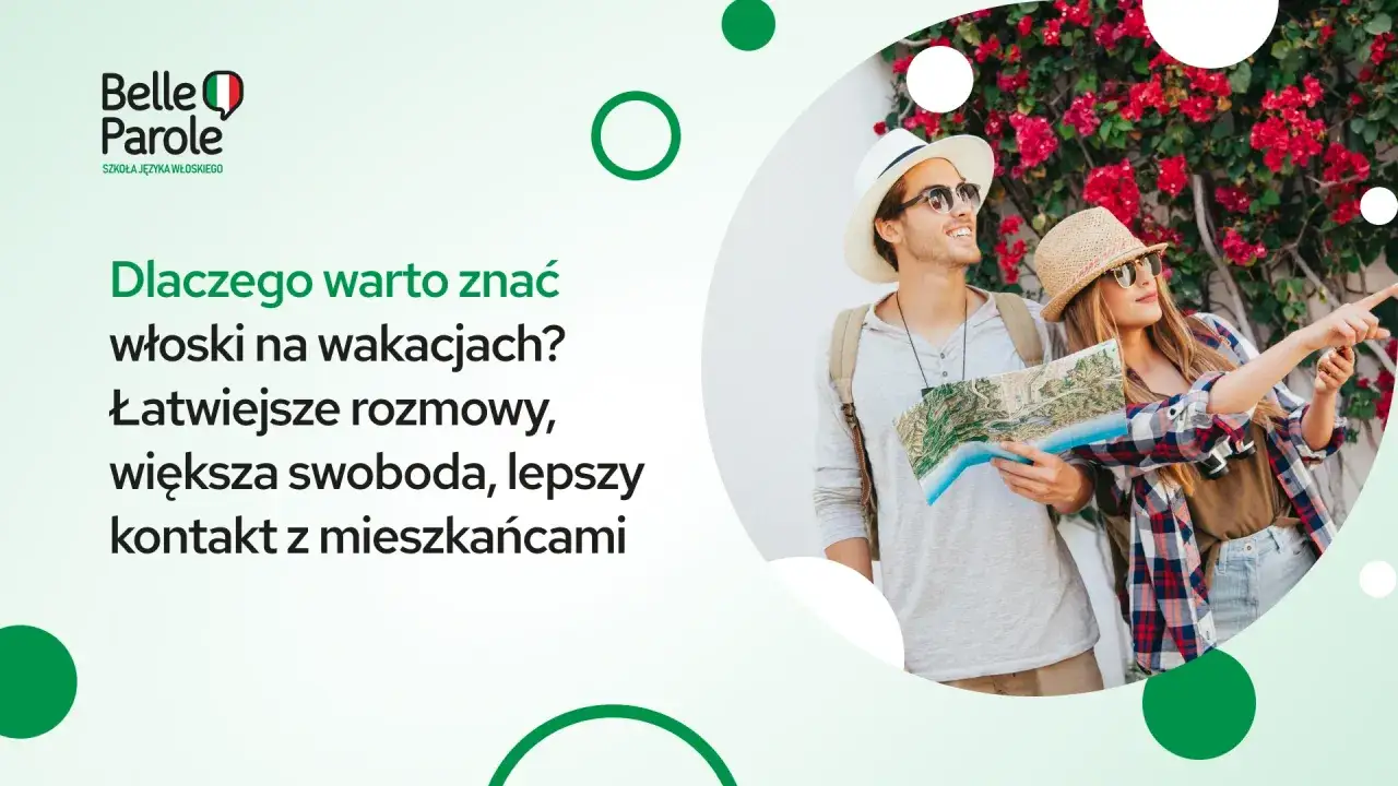 Młoda para z mapą, gotowa na włoskie wakacje. Znajomość podstawowych zwrotów po włosku ułatwi rozmowy i kontakt z mieszkańcami.