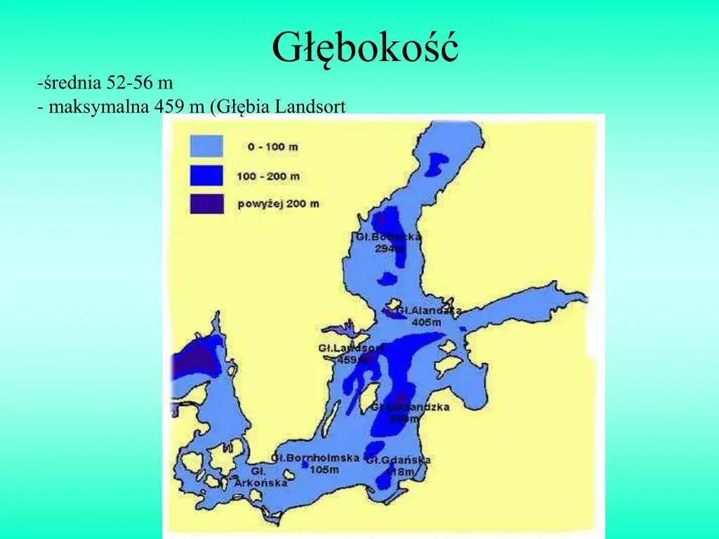 Mapa batymetryczna Morza Bałtyckiego z zaznaczoną Głębią Landsort