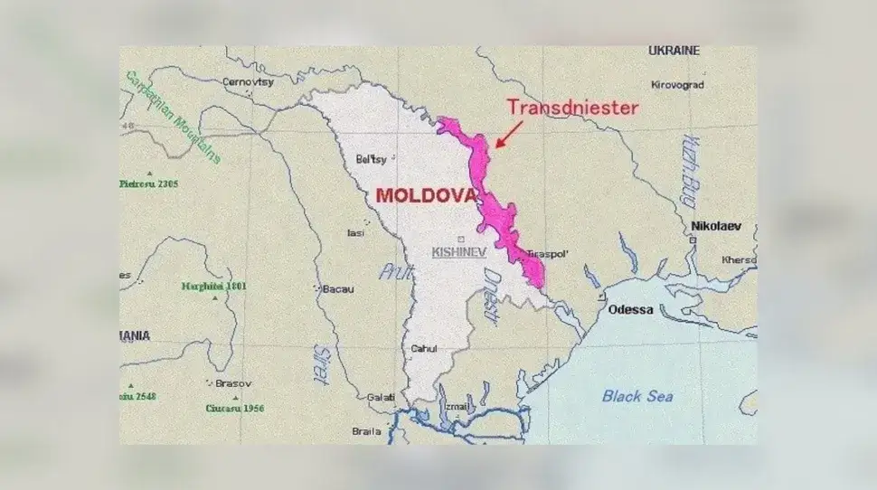 Mapa Naddniestrza z zaznaczonym Tyraspolem