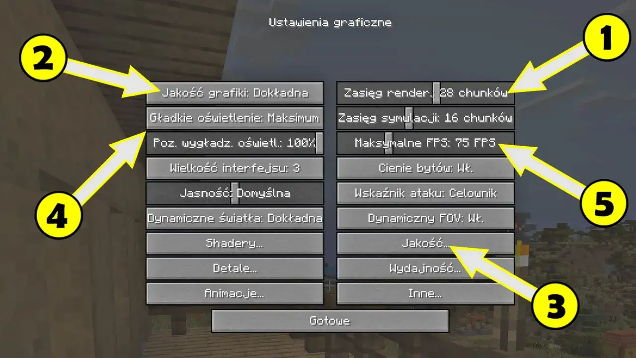 Ustawienia graficzne gry, gdzie można dostosować jakość, zasięg renderowania i inne parametry, by cieszyć się płynną rozgrywką, to klucz do rethinking voxels.