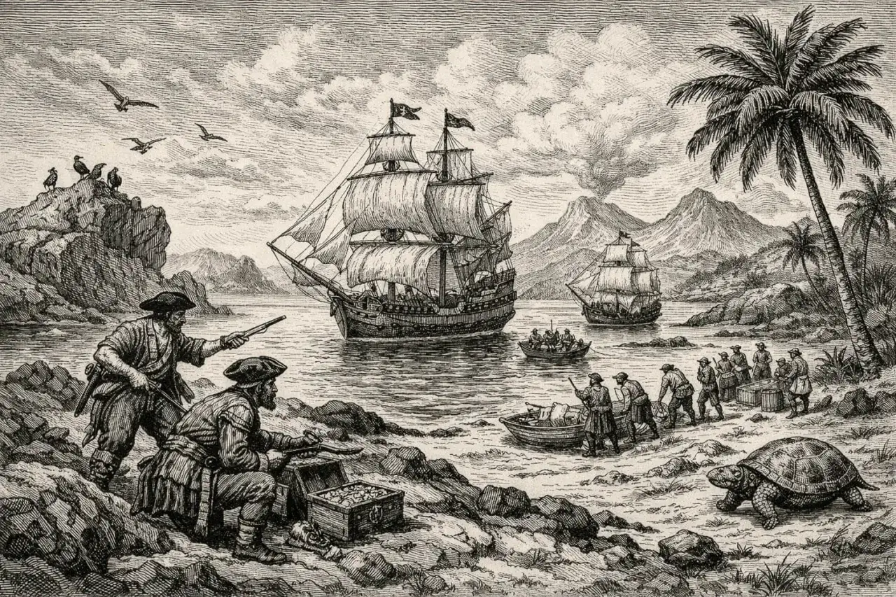 Piraci na wyspach Galapagos, odkrywający skarby i gigantyczne żółwie. Ciekawostki z archipelagu.