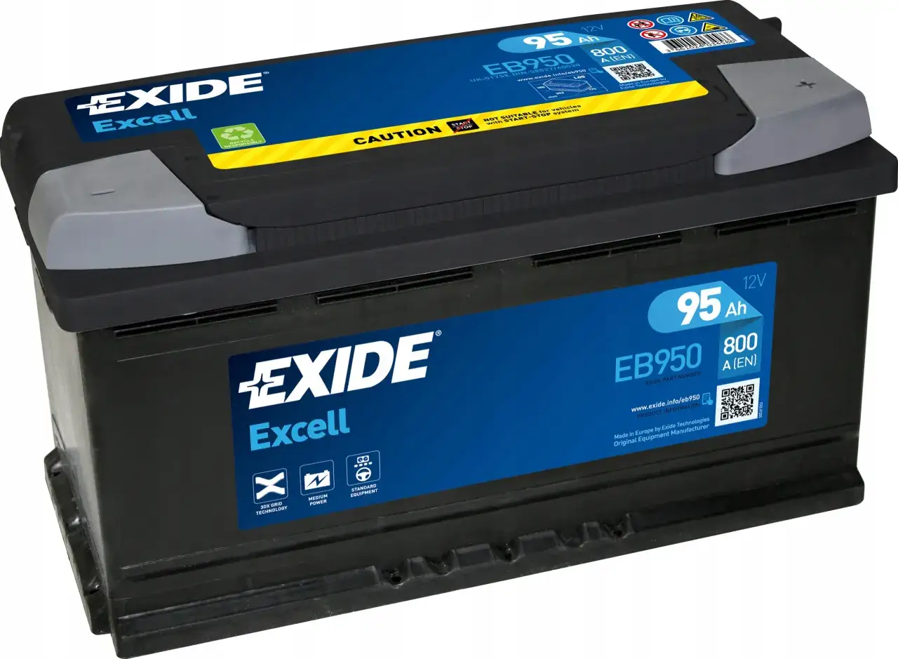 Akumulator Exide Excell 12V 95Ah 800A, idealny do Twojego samochodu, zapewnia niezawodność i moc.