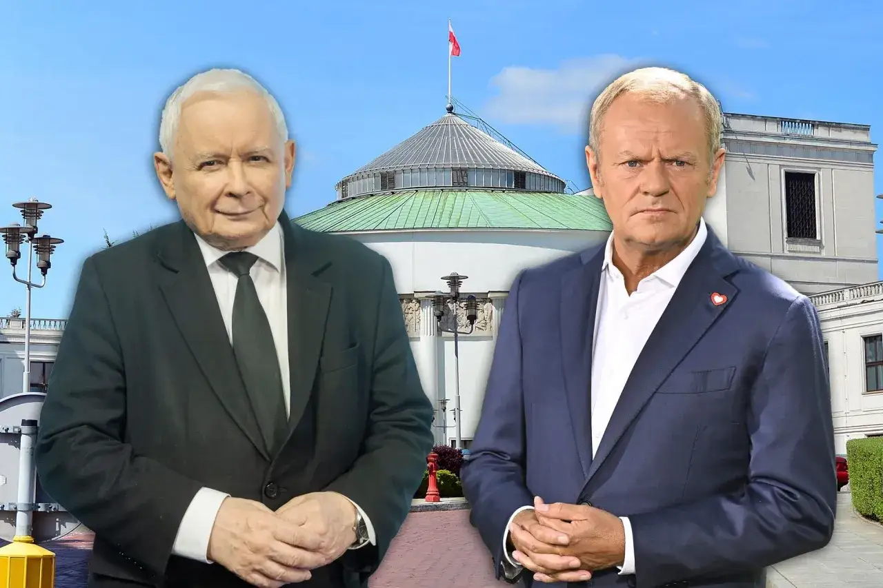 Jarosław Kaczyński i Donald Tusk na tle Sejmu. Czy zastanawiałeś się, ile wynosi emerytura posła?