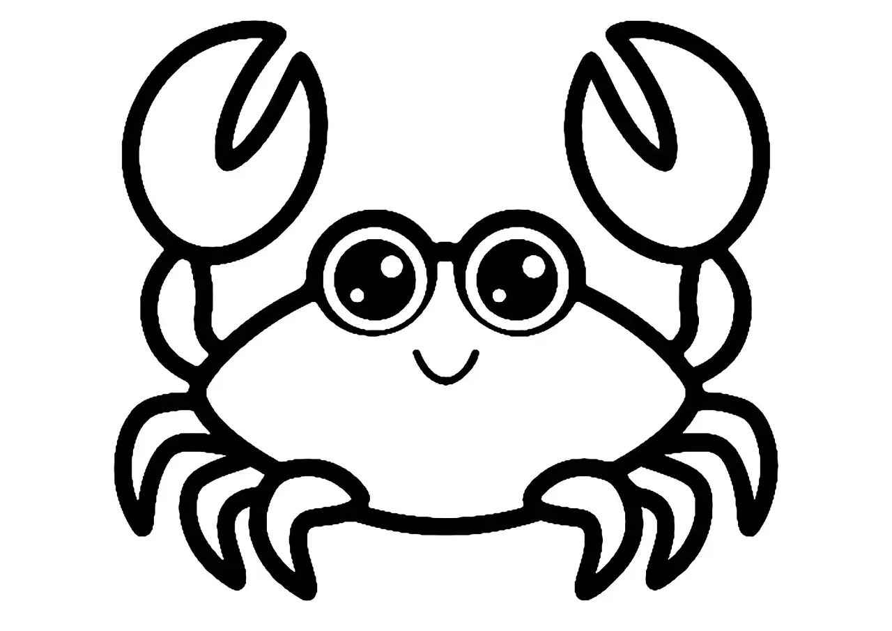 Un simp&aacute;tico dibujo de cangrejo para colorear, con grandes ojos y pinzas listas para la diversi&oacute;n.