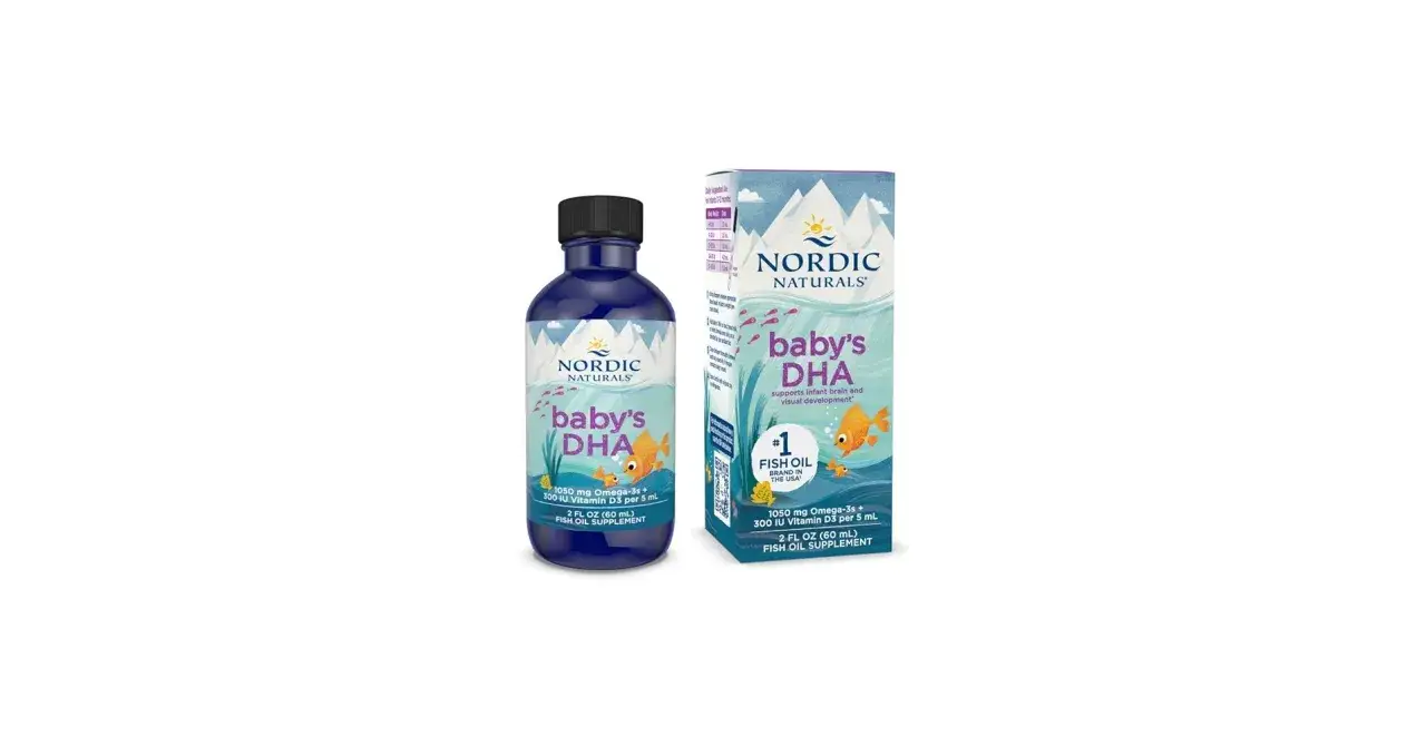 Nordic Naturals Baby's DHA - płynny suplement diety z kwasami omega 3 dla niemowląt, wspierający rozw&oacute;j m&oacute;zgu i wzroku.