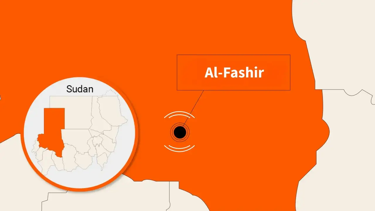 Fakta om Sudan: Al-Fashir markerad på kartan.
