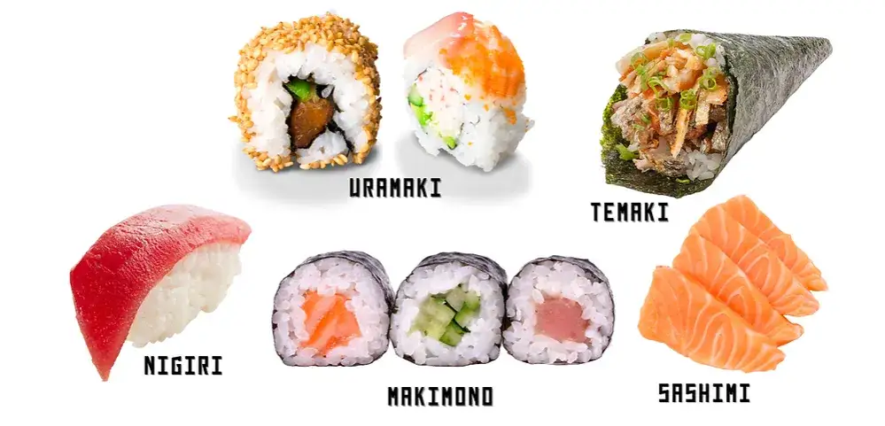 por&oacute;wnanie maki uramaki nigiri sashimi temaki