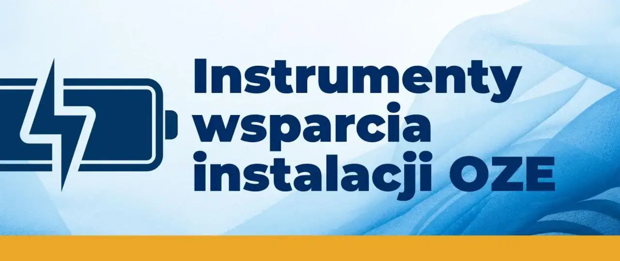 Niebieski symbol baterii z błyskawicą i napis 