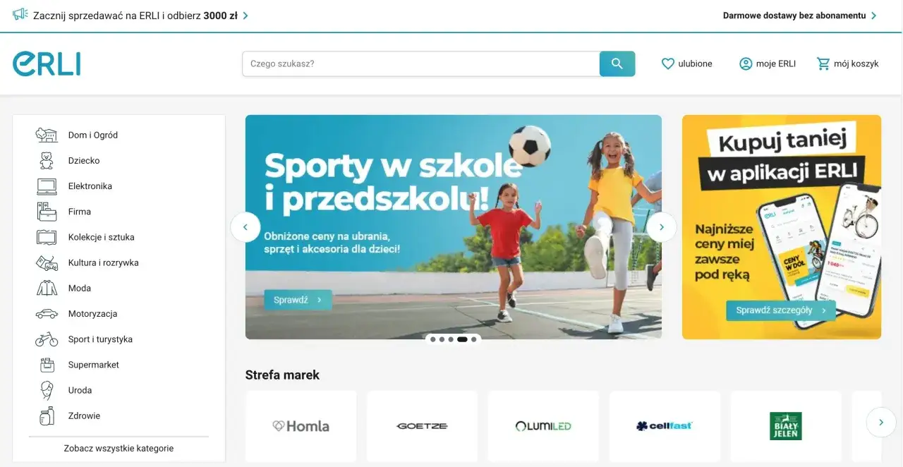 Strona gł&oacute;wna sklepu ERLI. Promocja 