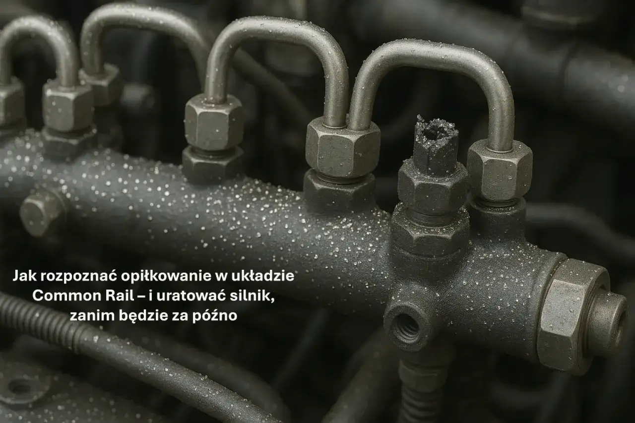 Metalowe elementy układu Common Rail, widoczne drobne opiłki w filtrze paliwa.
