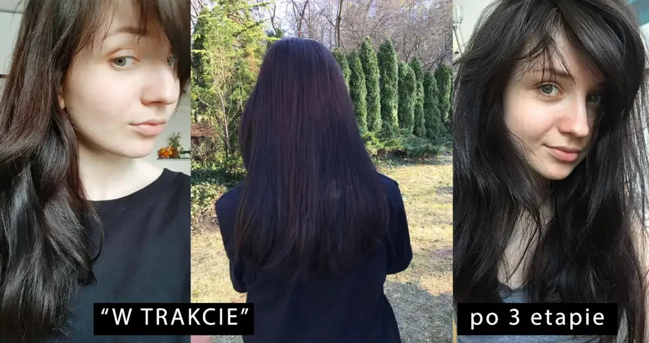 henna na siwe włosy przed i po