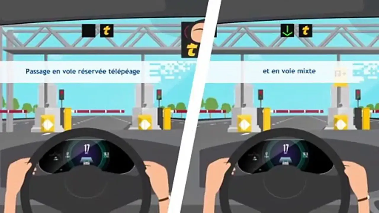 Voie r&eacute;serv&eacute;e t&eacute;l&eacute;p&eacute;age vs. voie mixte. Le prix du t&eacute;l&eacute;p&eacute;age est affich&eacute; sur le tableau de bord.