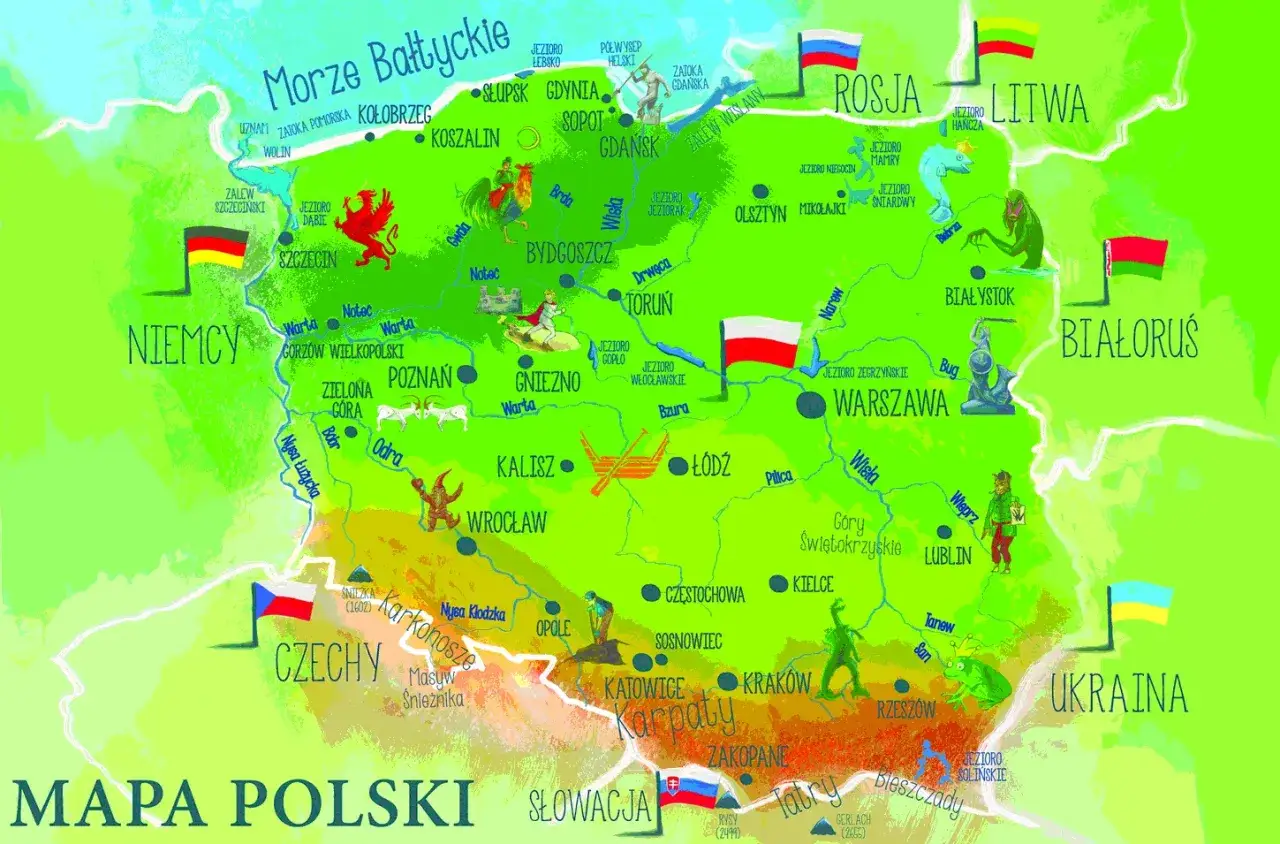 Mapa Polski z atrakcjami, idealna na wakacje. Od Bałtyku po Tatry, zobacz gdzie warto pojechać!