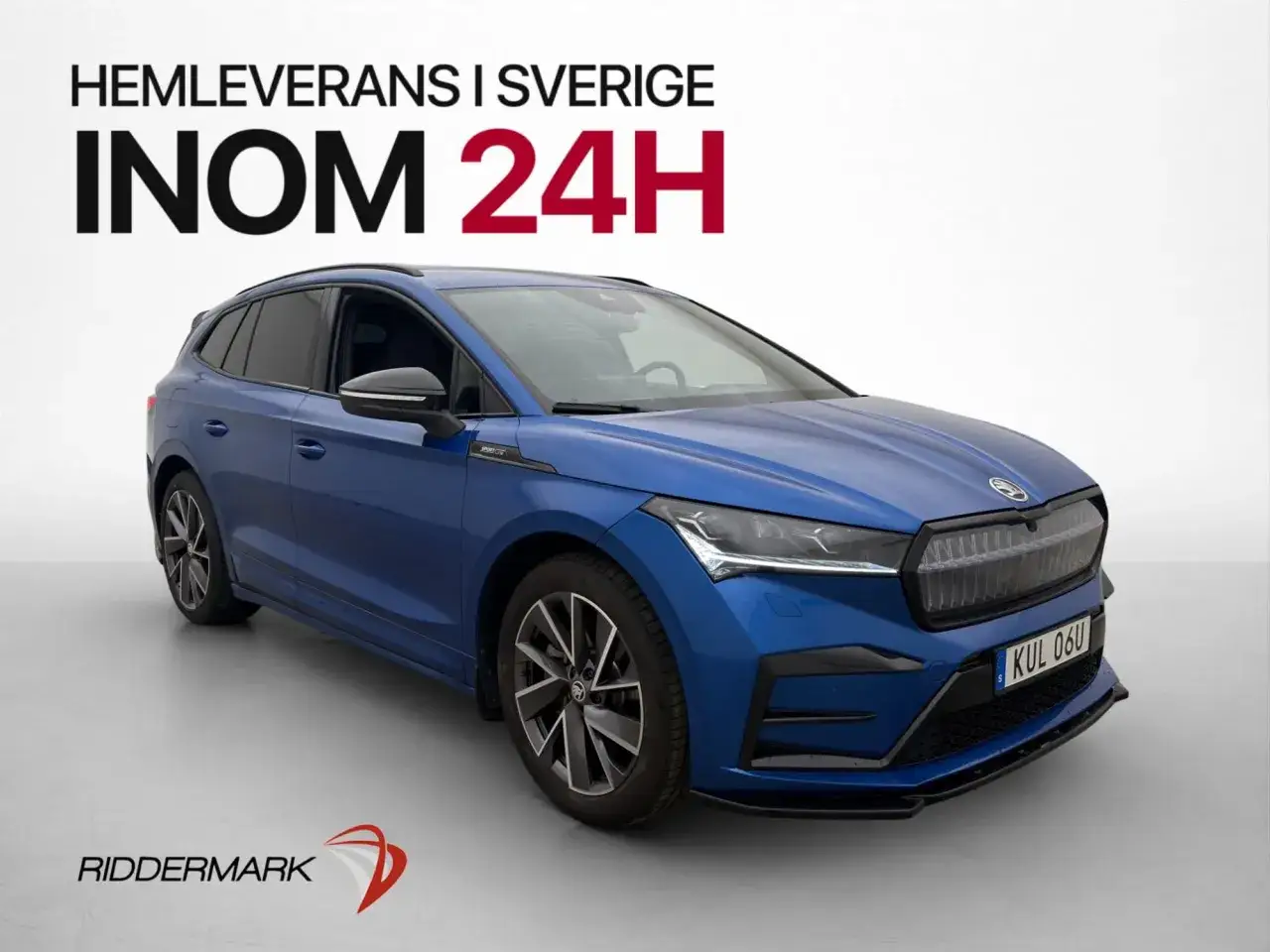 Bl&aring; Skoda Enyaq begagnad, hemleverans inom 24h i Sverige.