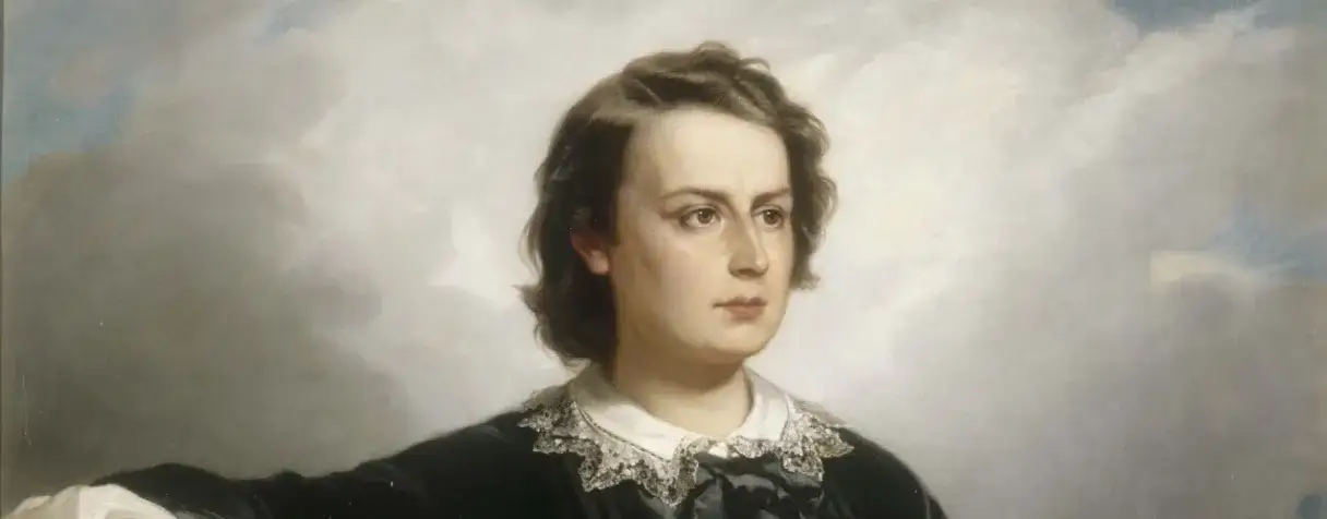 Portrait de Rosa Bonheur, jeune artiste au regard pensif, par&eacute;e d'un col de dentelle.