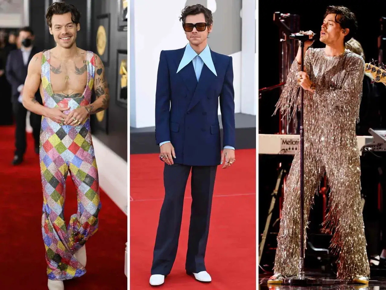 Harry Styles stil: tre glittriga och färgstarka outfits som visar upp hans unika modekänsla.