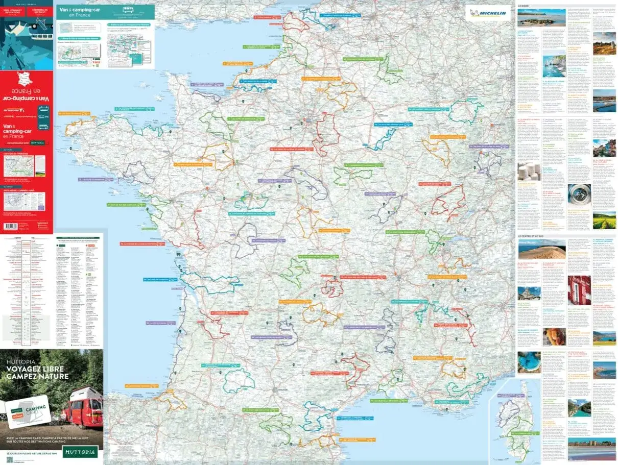 Carte Michelin des itin&eacute;raires pour camping-car en France, avec des suggestions de routes et des informations pratiques pour un s&eacute;jour &agrave; la ferme.