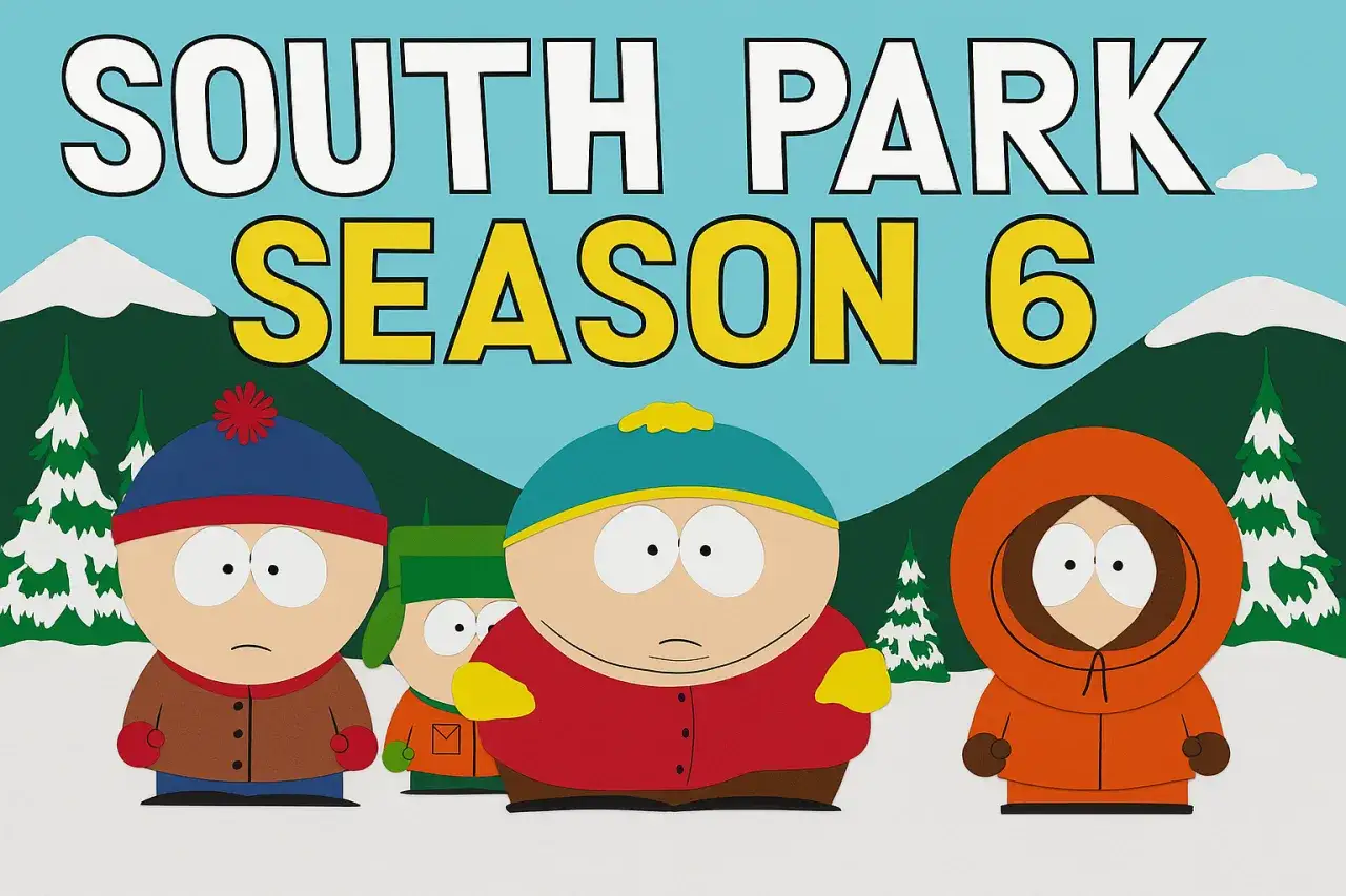 South Park Sezon 6 z dubbingiem. Stan, Kyle, Cartman i Kenny w zimowej scenerii.