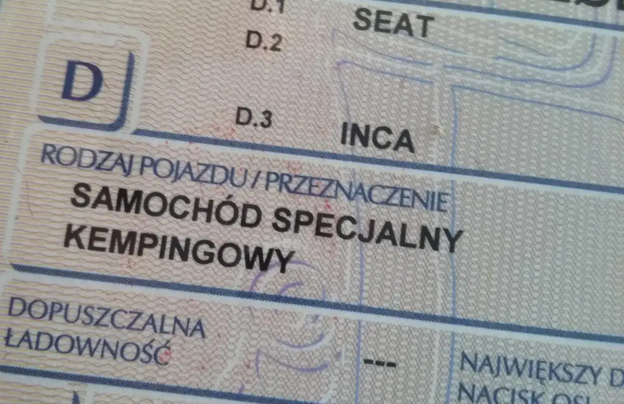 Dowód rejestracyjny z wpisem 