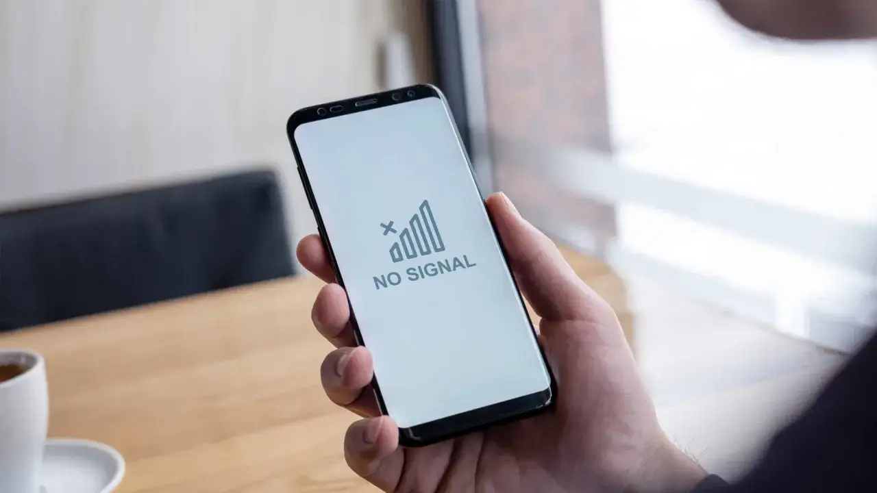 Dłoń trzyma smartfon z komunikatem 