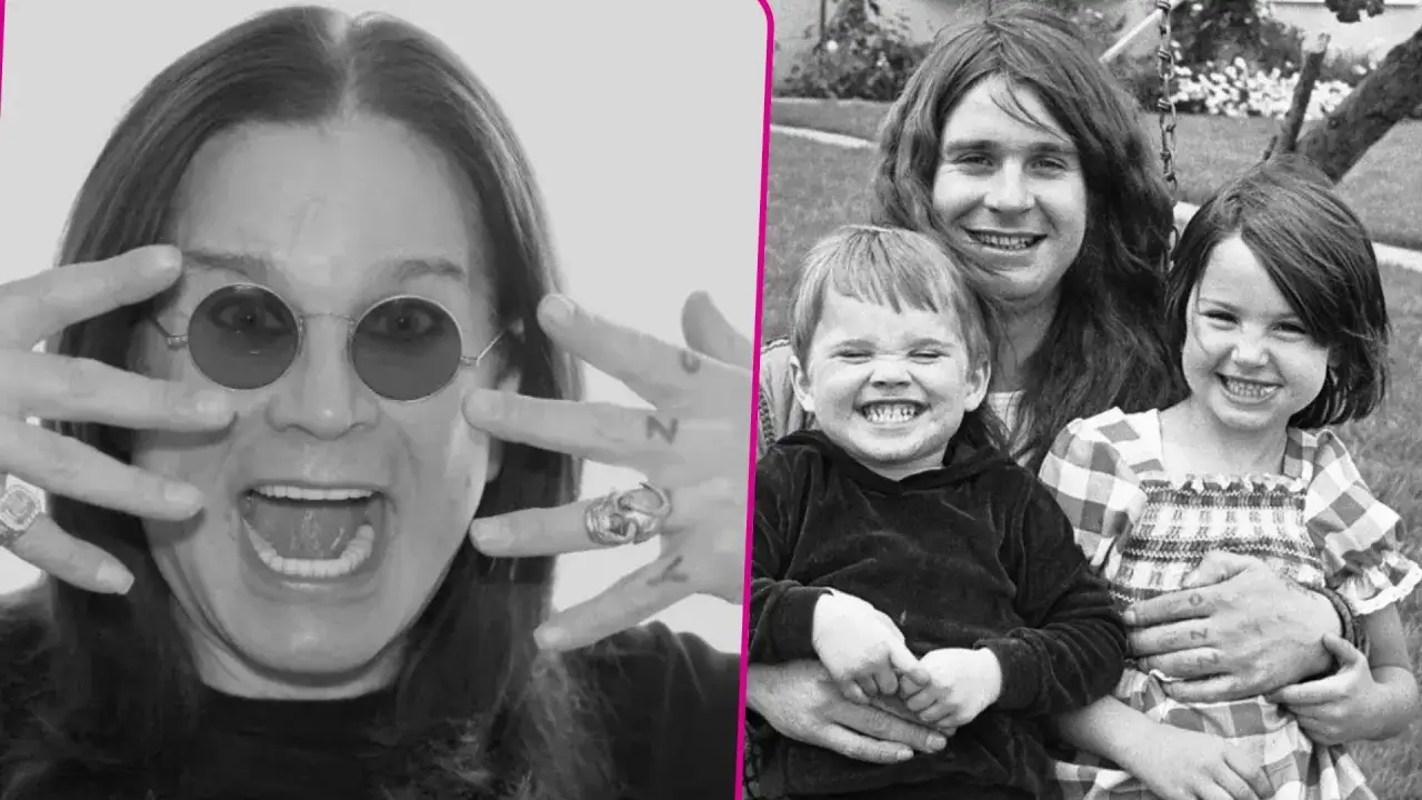 Ozzy Osbourne z dzieciństwa i młody Ozzy z córką Kelly i synem Jackiem.
