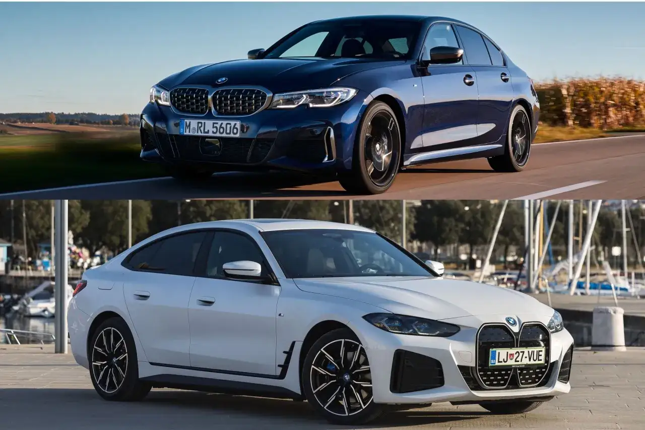 Dos BMW, uno azul deportivo y otro blanco elegante, compiten por ser el mejor BMW.