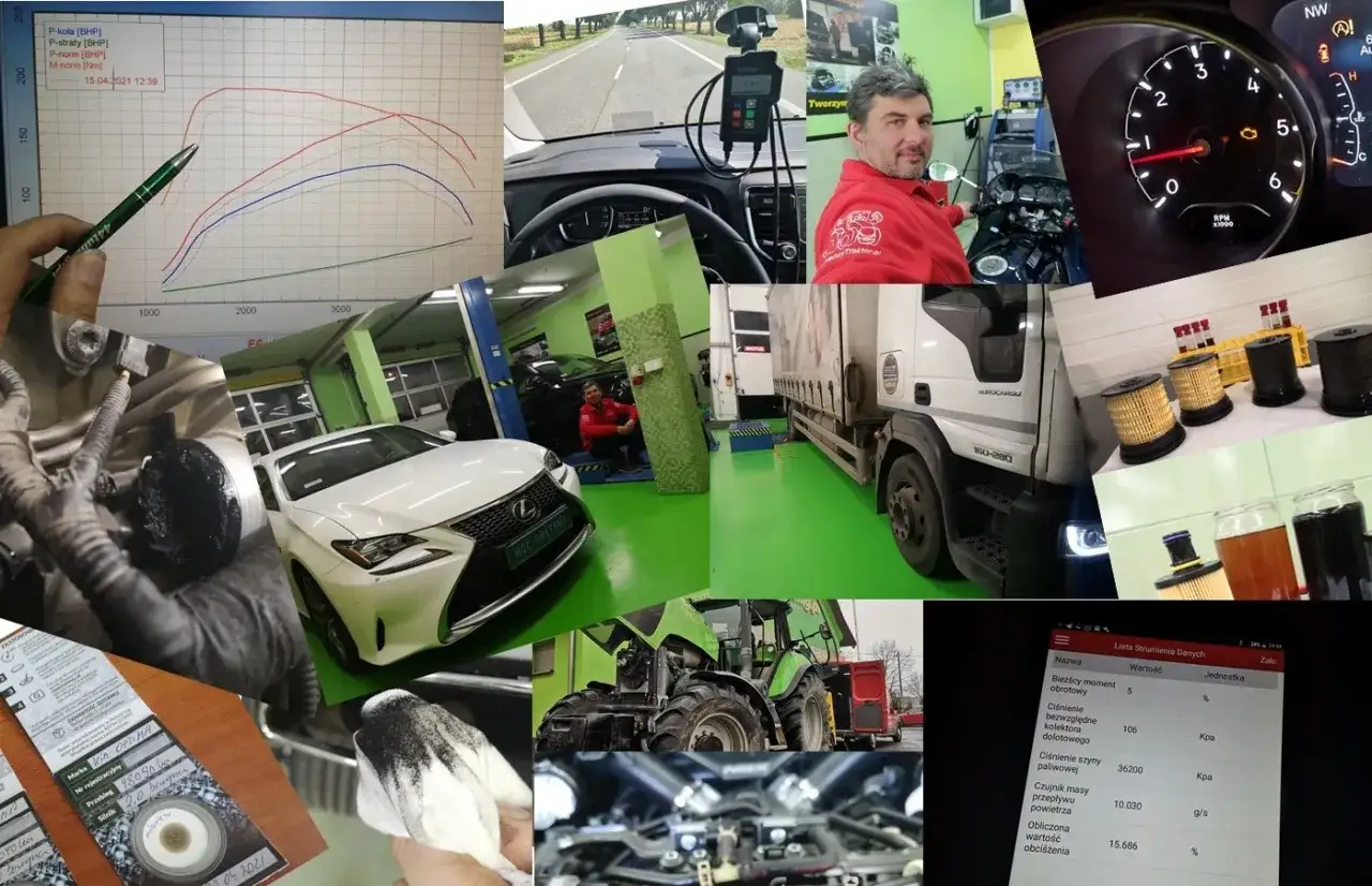 Wykres mocy, pomiar spalania 1.9 TDI, mechanik, Lexus, ciężarówka, traktor, filtry i dane diagnostyczne.