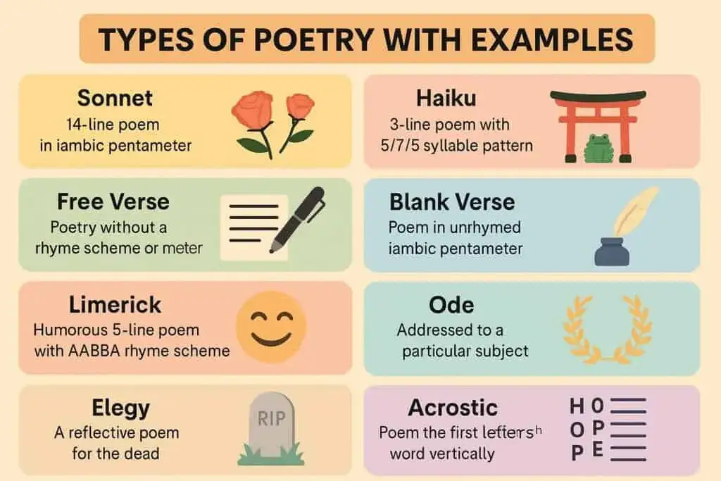 różne gatunki poezji przykłady