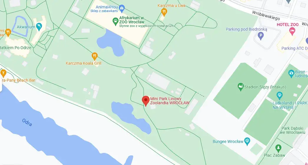mapa parków linowych wrocław i okolice