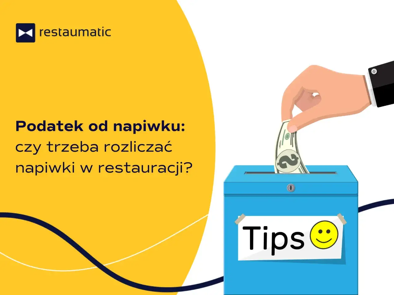 Podatek od napiwku: czy trzeba rozliczać napiwki w restauracji? Dłoń wrzuca banknot do niebieskiej skrzynki z napisem 