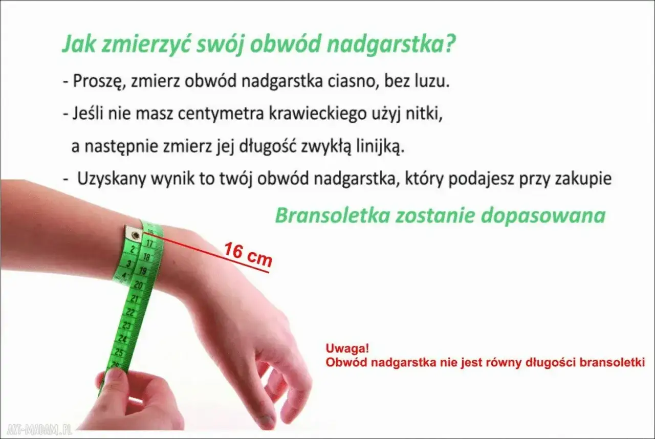 Dłoń z miarką krawiecką pokazuje obw&oacute;d nadgarstka 16 cm. Jaki zegarek wybrać?
