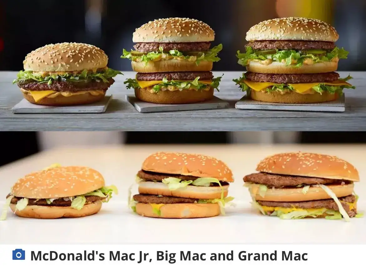 porównanie wielkości burgera z McDonald's i rzemieślniczego
