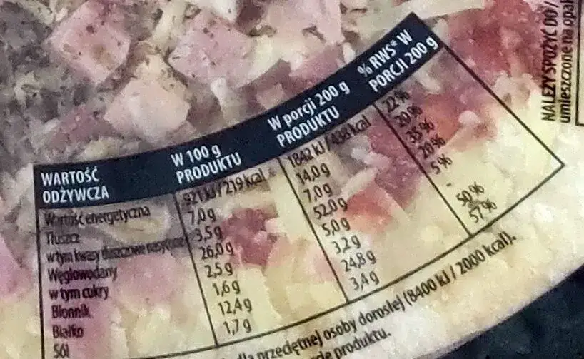 pizza capriciosa na wadze kalorie