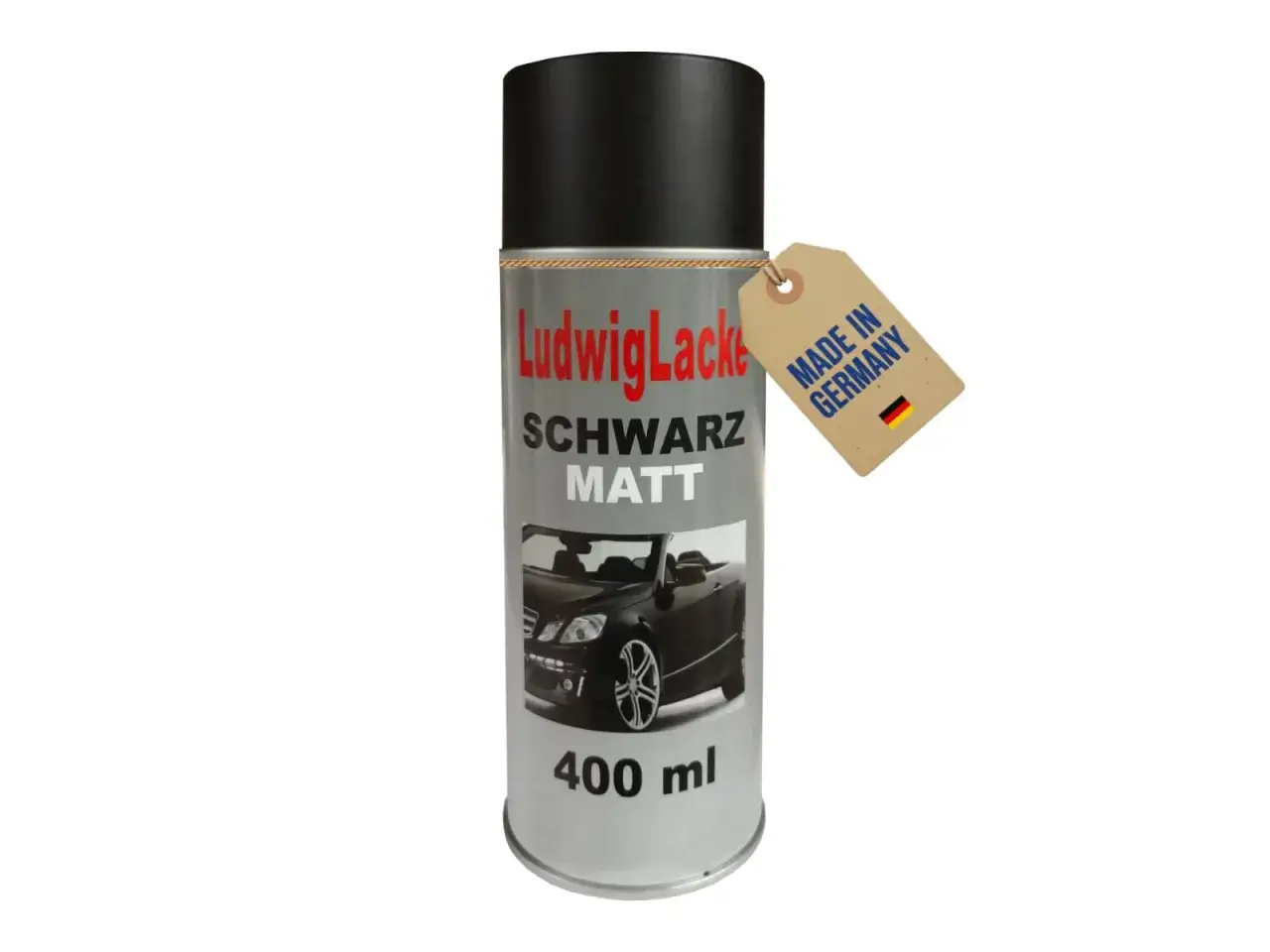 Dose LudwigLacke Schwarz Matt, 400 ml. Informiert &uuml;ber auto schwarz lackieren kosten. Made in Germany.
