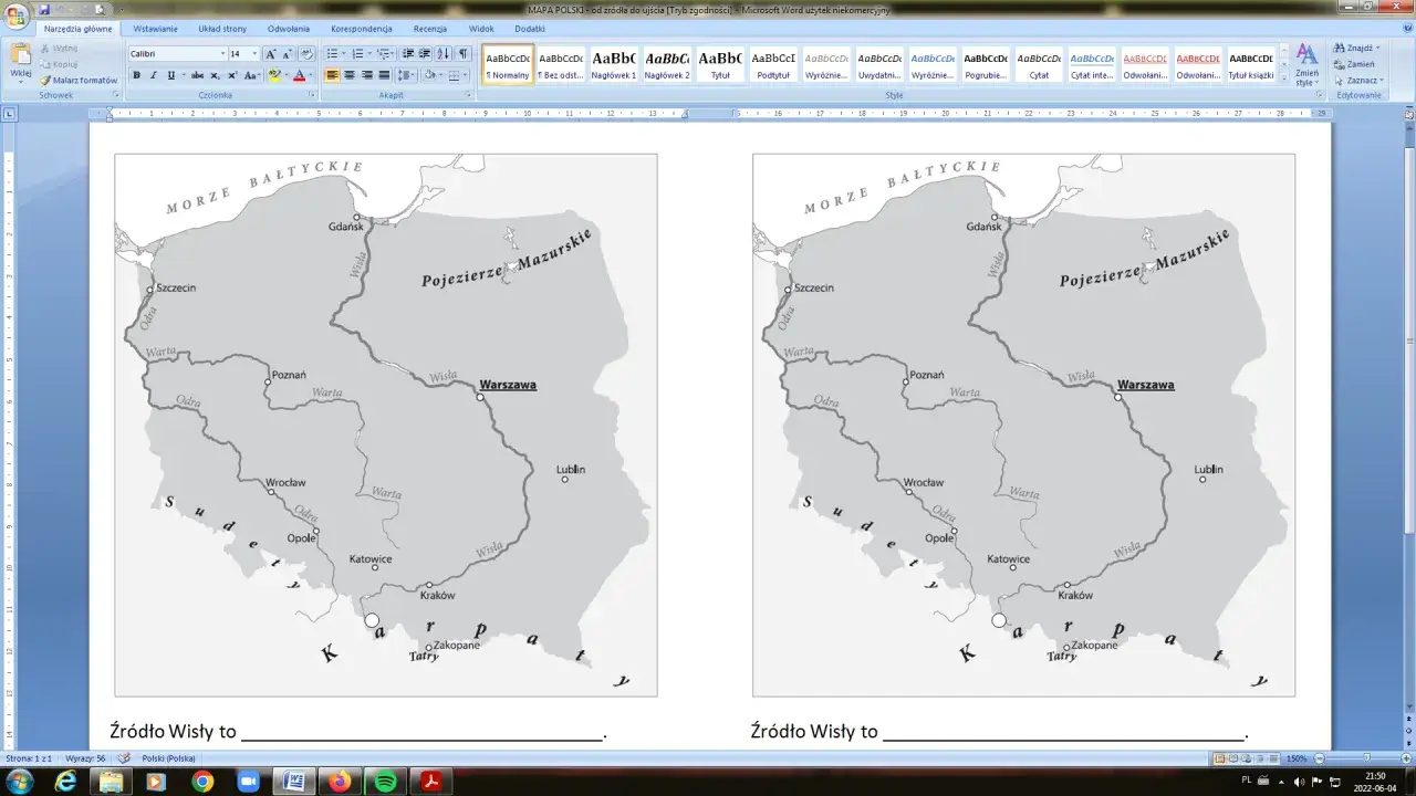 Mapa Polski z zaznaczonymi rzekami, jak Wisła i Odra. To jak mapa z legendy o Wiśle, bajka o początkach Polski.