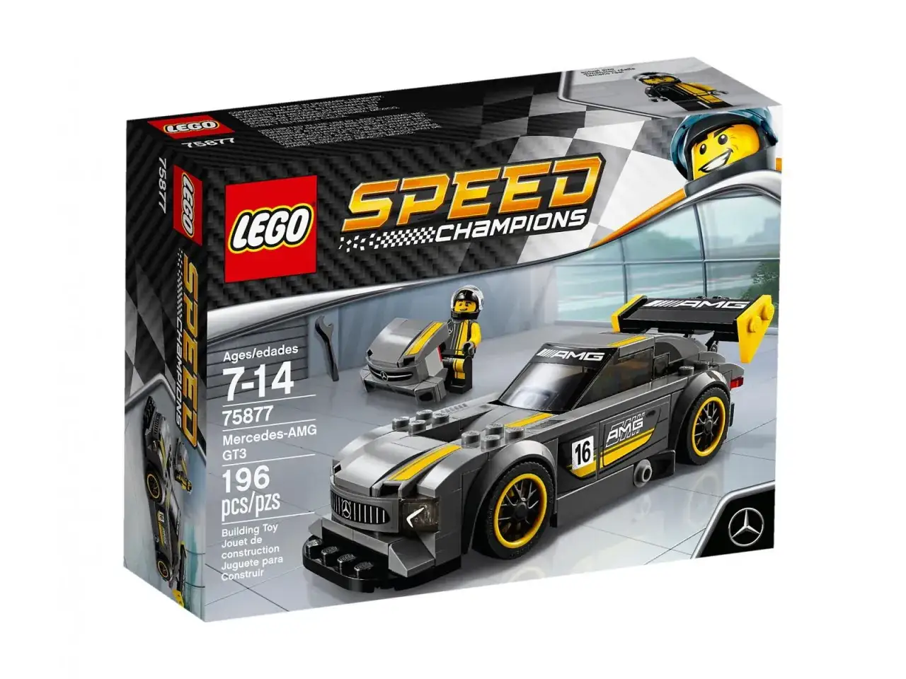 Zestaw **lego 75877** Speed Champions: Mercedes-AMG GT3. Zbuduj wyścigowy samoch&oacute;d i ruszaj na tor!