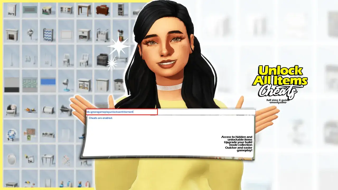 Kod na odblokowanie rzeczy w The Sims 4: bb.ignoregameplayunlocksentitlement. Cheaty włączone!