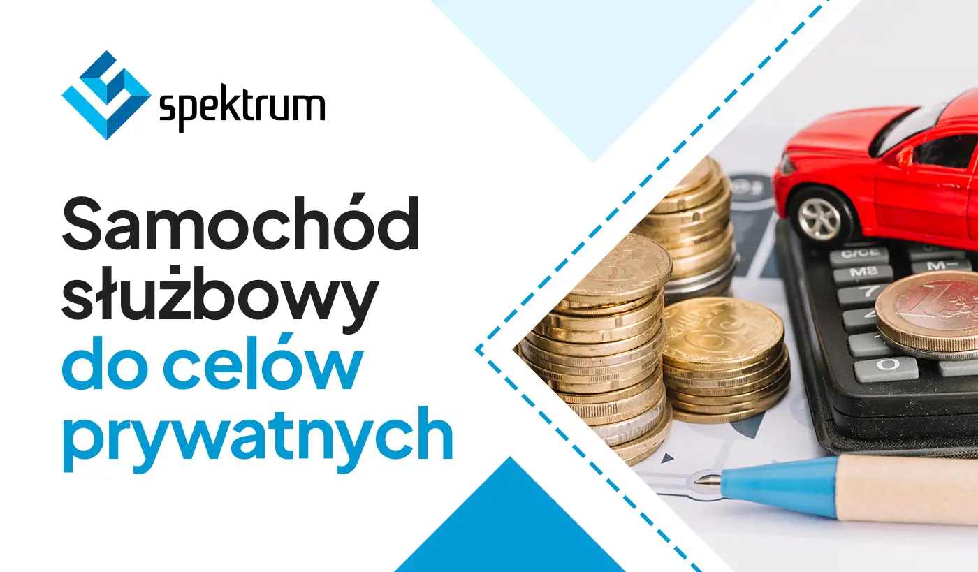 Samoch&oacute;d służbowy do cel&oacute;w prywatnych: stos monet, kalkulator i czerwony model auta.