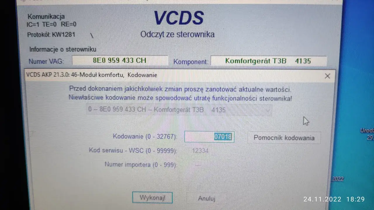 Audi A4 B5 wymiana modułu komfortu